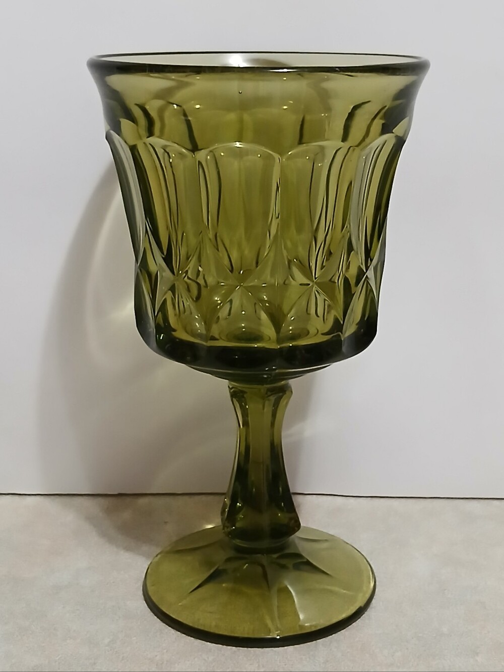 Vintage Noritake Perspective Olive Green Footed Wine Glass Goblet Cup 6.5" Tall